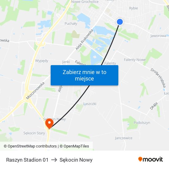 Raszyn Stadion 01 to Sękocin Nowy map