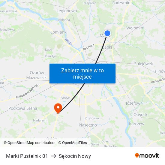 Marki Pustelnik 01 to Sękocin Nowy map