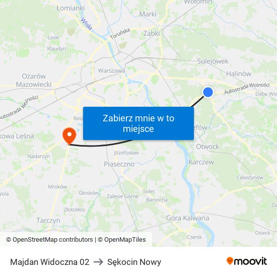 Majdan Widoczna 02 to Sękocin Nowy map