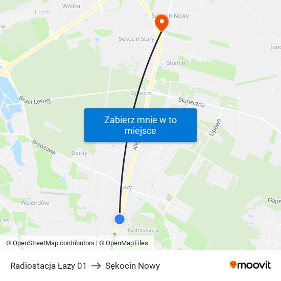 Radiostacja Łazy 01 to Sękocin Nowy map