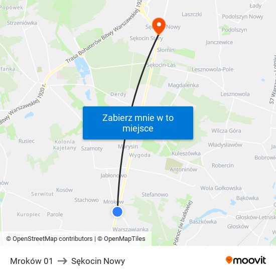 Mroków 01 to Sękocin Nowy map