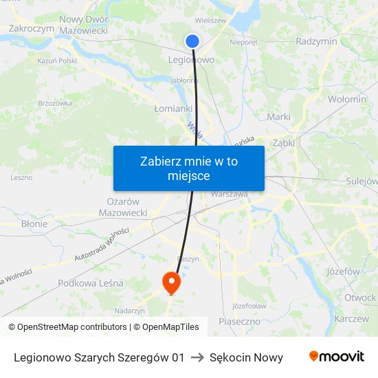 Legionowo Szarych Szeregów 01 to Sękocin Nowy map