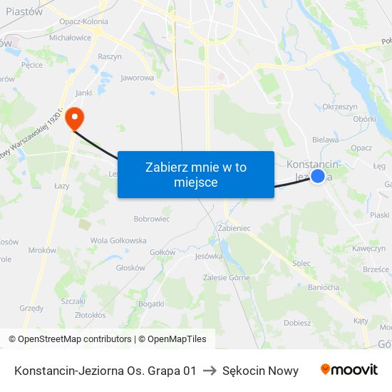 Konstancin-Jeziorna Os. Grapa to Sękocin Nowy map