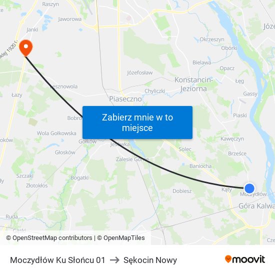 Moczydłów Ku Słońcu 01 to Sękocin Nowy map