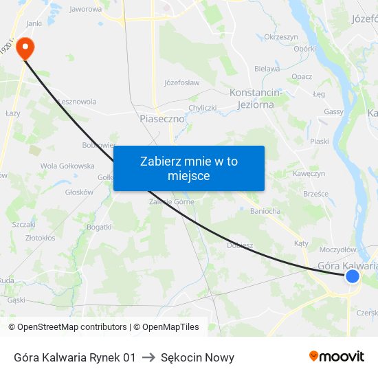 Góra Kalwaria Rynek to Sękocin Nowy map