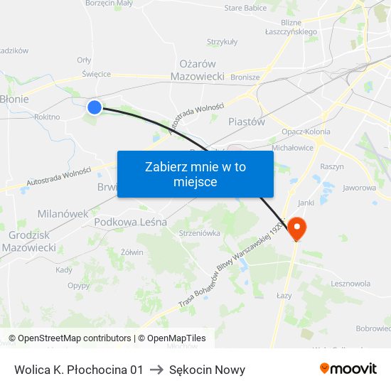 Wolica K. Płochocina 01 to Sękocin Nowy map