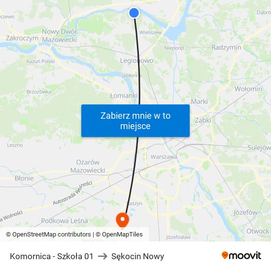 Komornica - Szkoła 01 to Sękocin Nowy map