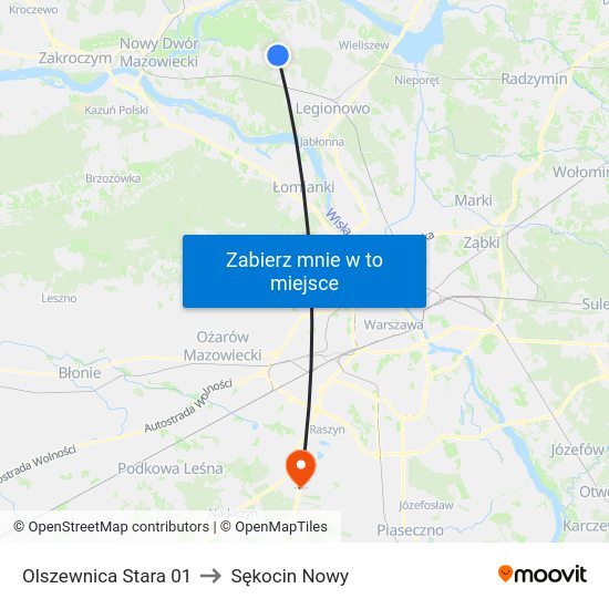 Olszewnica Stara 01 to Sękocin Nowy map