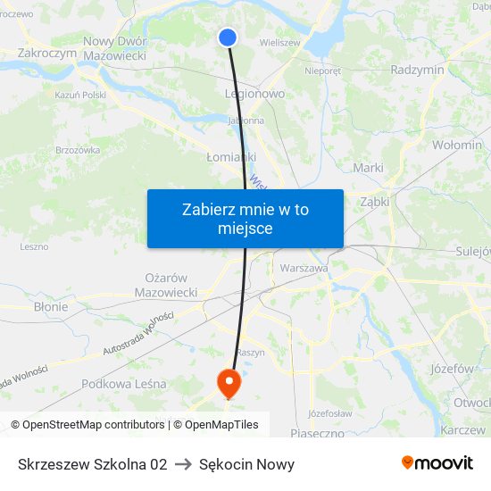 Skrzeszew Szkolna 02 to Sękocin Nowy map