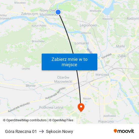 Góra Rzeczna 01 to Sękocin Nowy map