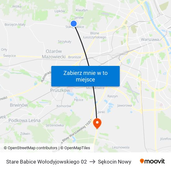 Stare Babice Wołodyjowskiego 02 to Sękocin Nowy map