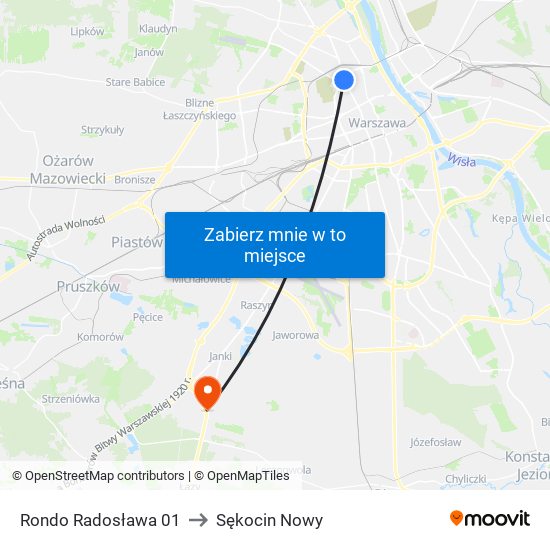 Rondo Radosława 01 to Sękocin Nowy map