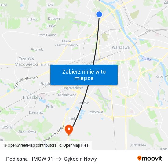 Podleśna-Imgw to Sękocin Nowy map