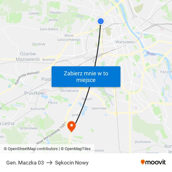 Gen. Maczka to Sękocin Nowy map