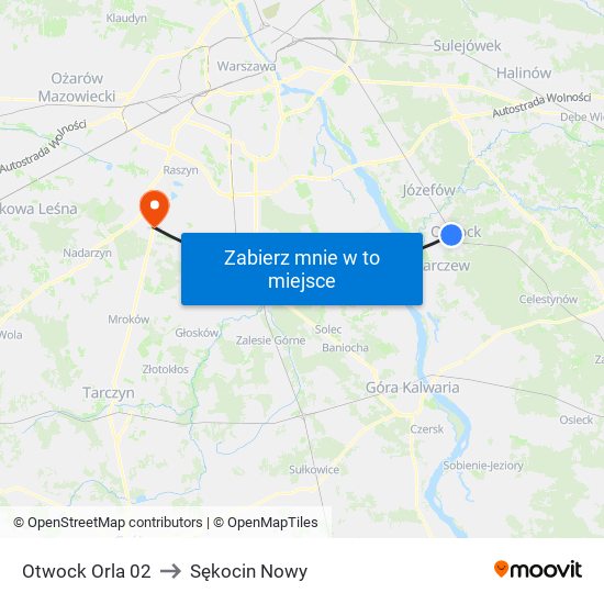 Otwock Orla 02 to Sękocin Nowy map