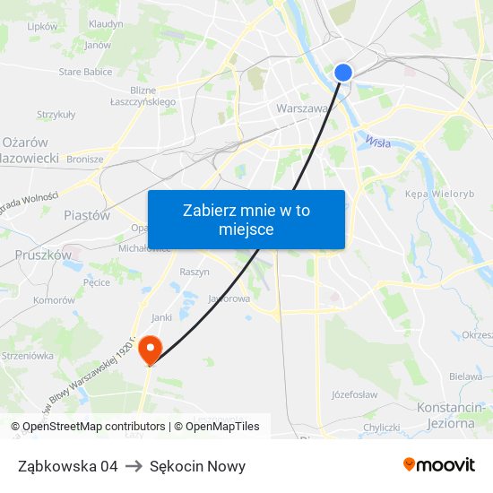 Ząbkowska to Sękocin Nowy map