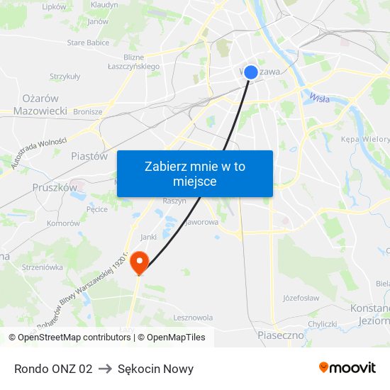 Rondo ONZ 02 to Sękocin Nowy map