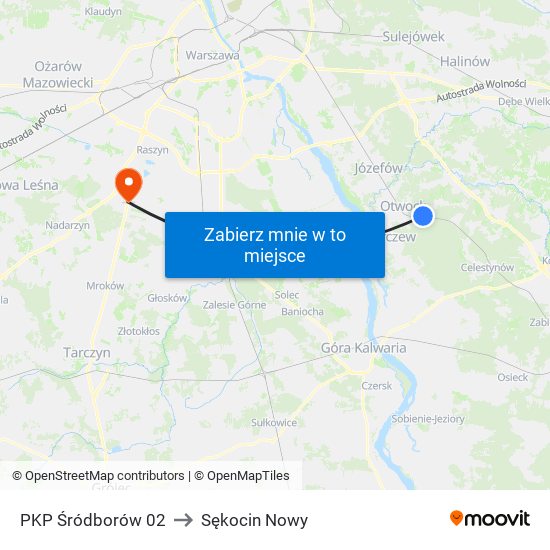 PKP Śródborów 02 to Sękocin Nowy map