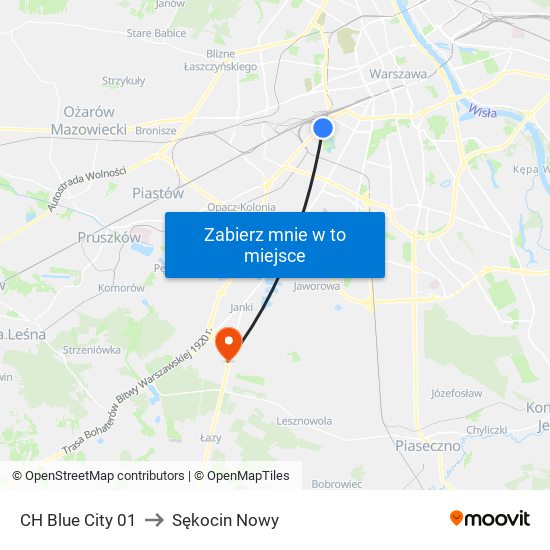 CH Blue City to Sękocin Nowy map