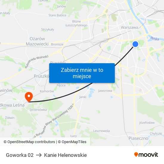 Goworka to Kanie Helenowskie map