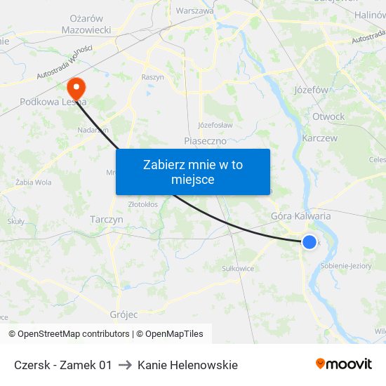 Czersk - Zamek 01 to Kanie Helenowskie map