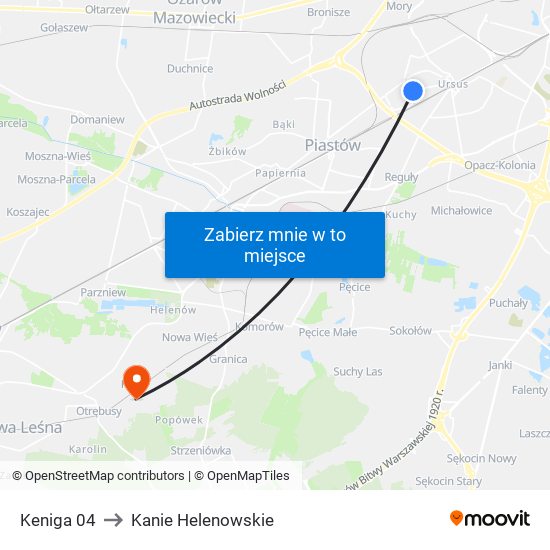 Keniga to Kanie Helenowskie map