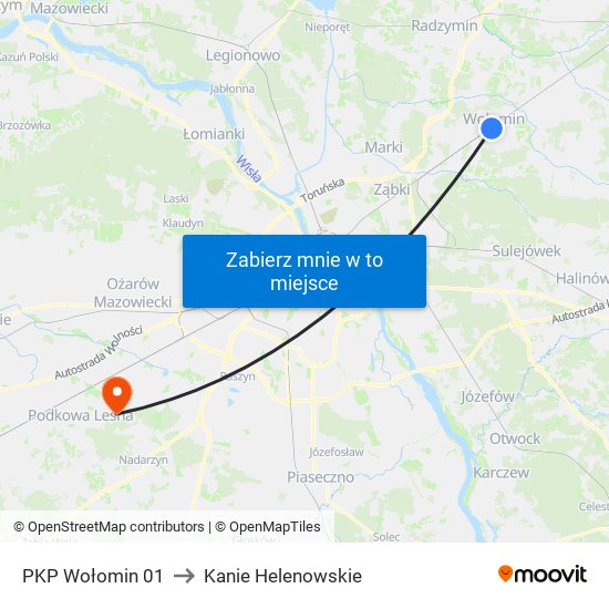 PKP Wołomin 01 to Kanie Helenowskie map