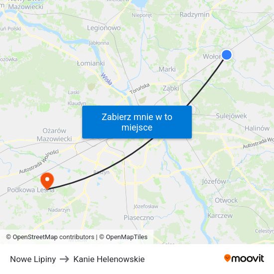 Nowe Lipiny to Kanie Helenowskie map