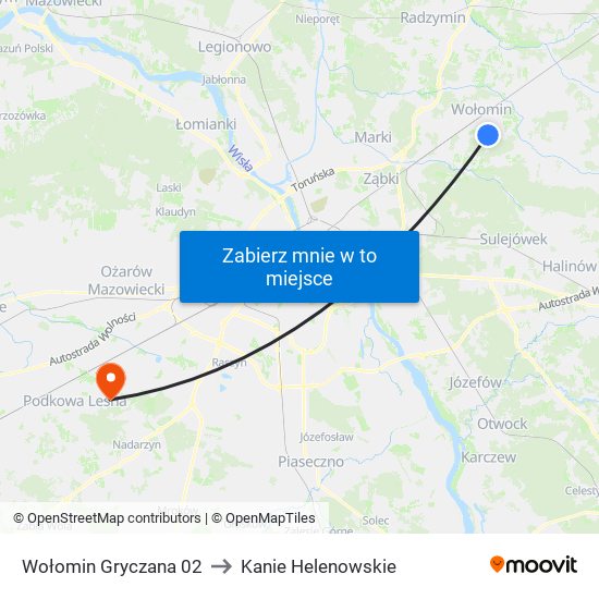 Wołomin Gryczana 02 to Kanie Helenowskie map