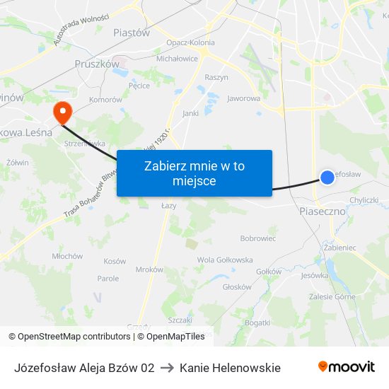 Józefosław Aleja Bzów 02 to Kanie Helenowskie map