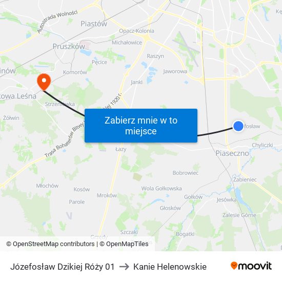 Józefosław Dzikiej Róży 01 to Kanie Helenowskie map