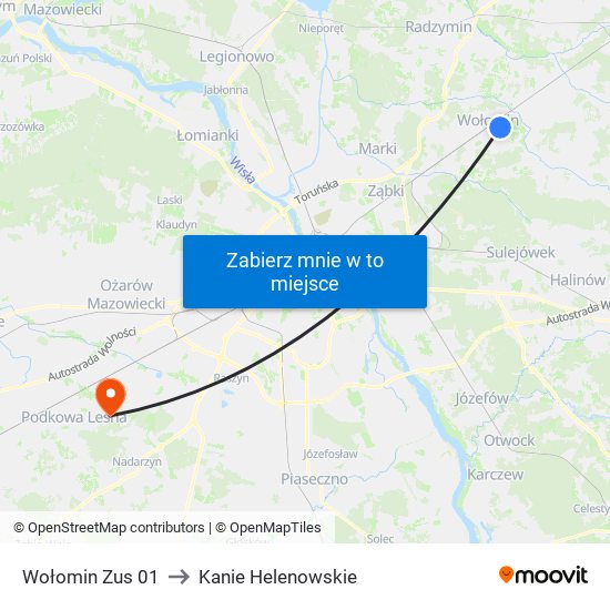 Wołomin Zus 01 to Kanie Helenowskie map