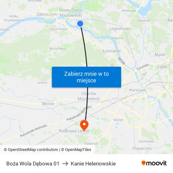 Boża Wola Dębowa 01 to Kanie Helenowskie map