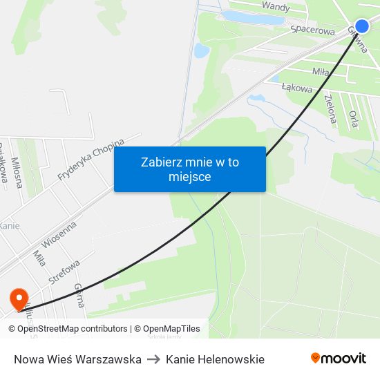 Nowa Wieś Warszawska to Kanie Helenowskie map