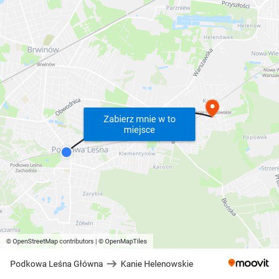 Podkowa Leśna Główna to Kanie Helenowskie map