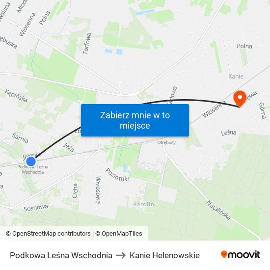 Podkowa Leśna Wschodnia to Kanie Helenowskie map