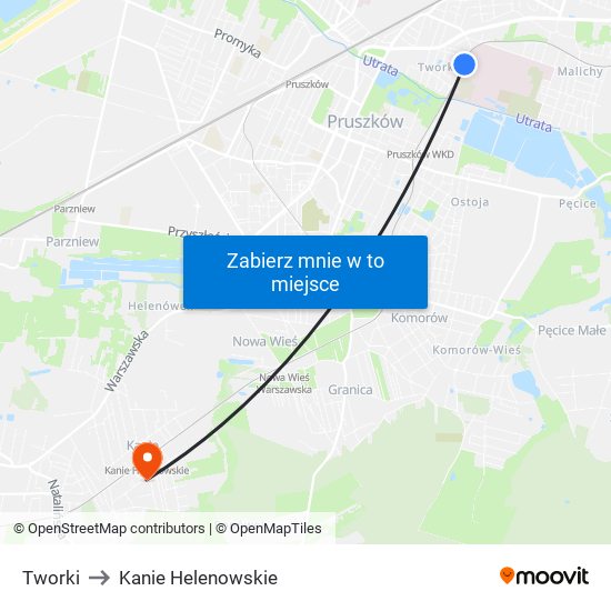 Tworki to Kanie Helenowskie map