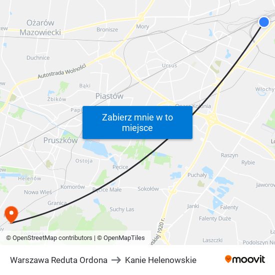 Warszawa Reduta Ordona to Kanie Helenowskie map