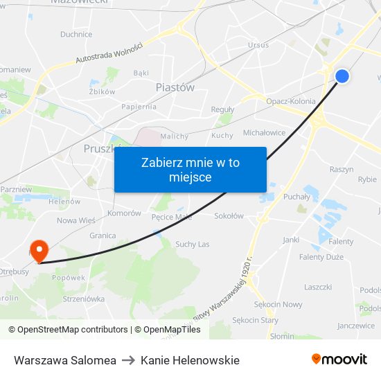 Warszawa Salomea to Kanie Helenowskie map