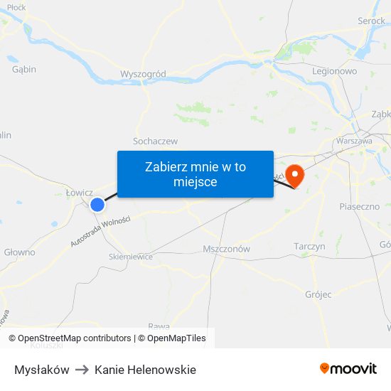 Mysłaków to Kanie Helenowskie map