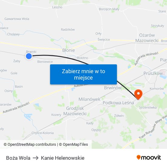 Boża Wola to Kanie Helenowskie map