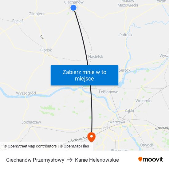 Ciechanów Przemysłowy to Kanie Helenowskie map