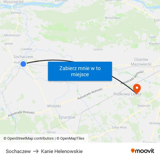 Sochaczew to Kanie Helenowskie map