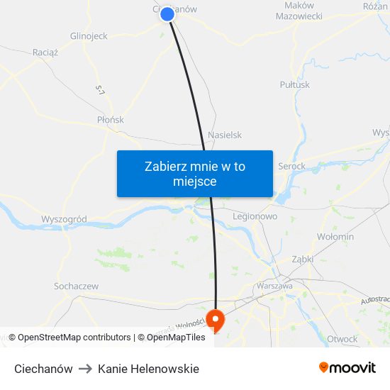 Ciechanów to Kanie Helenowskie map