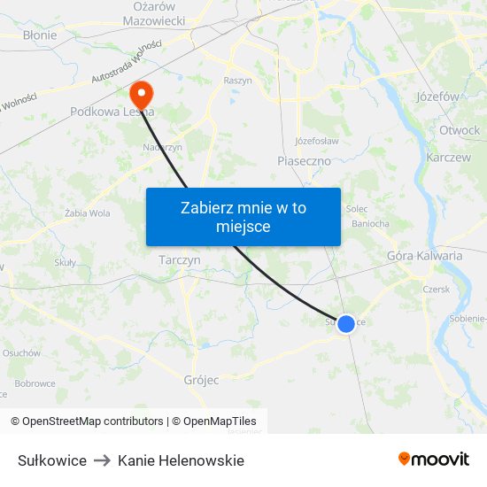Sułkowice to Kanie Helenowskie map