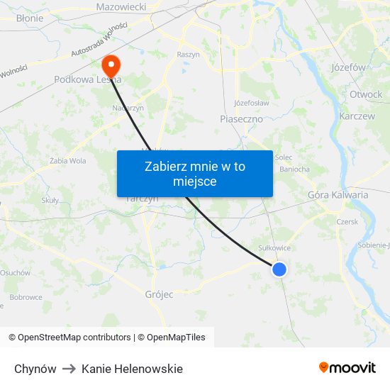 Chynów to Kanie Helenowskie map