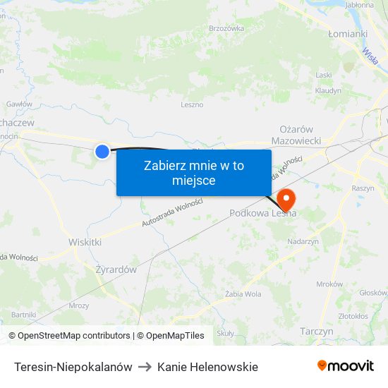 Teresin-Niepokalanów to Kanie Helenowskie map