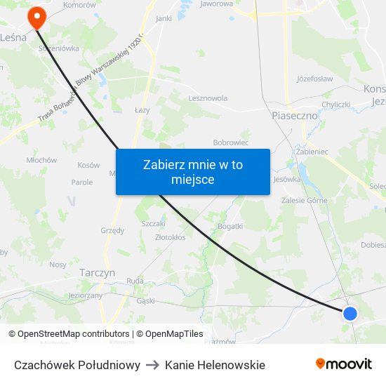 Czachówek Południowy to Kanie Helenowskie map