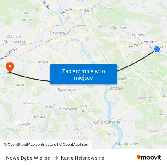 Nowe Dębe Wielkie to Kanie Helenowskie map