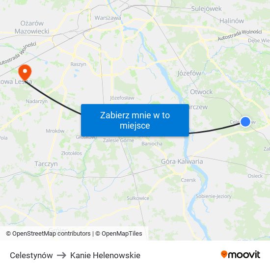 Celestynów to Kanie Helenowskie map